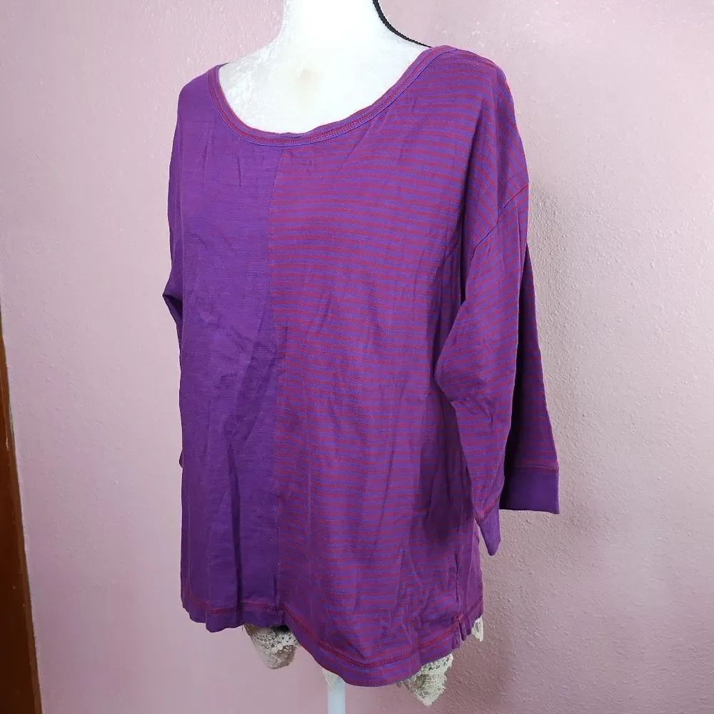Soft Surroundings | Purple Striped Top Medium